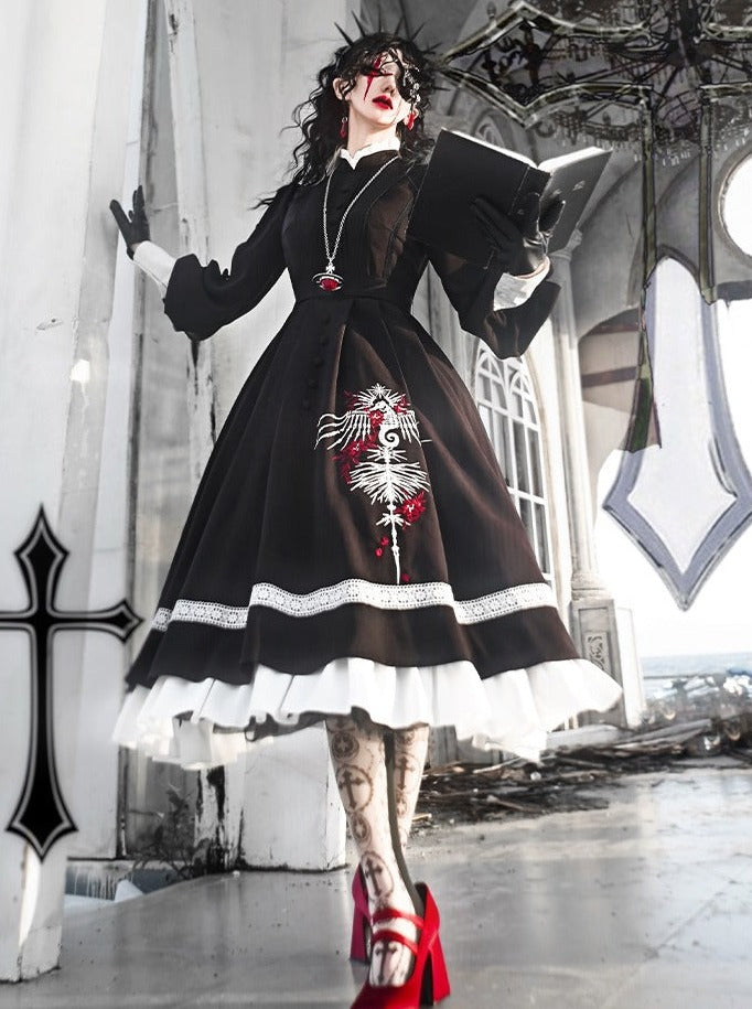 Design Ruffle Gothic Dress Original Big With Poozi