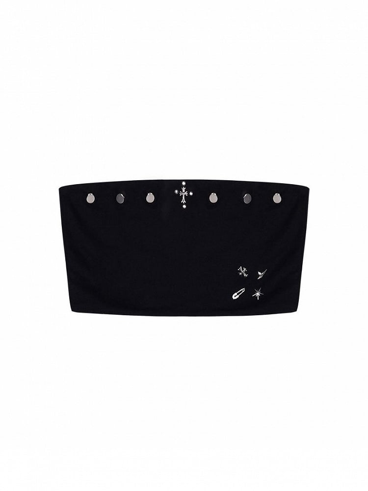 Black Top Studded Tube Punk