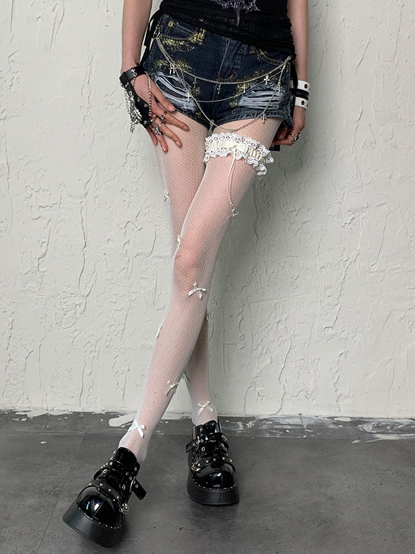 Details Bowknot Tights 5 Wasteland Punk Options Color