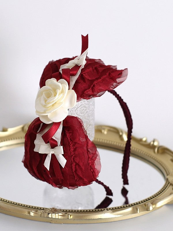 Red KC Decorated Bowknot Camellia