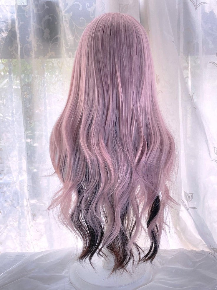 Length With And Black 65CM Pink Wig Air Highlight Wavy Bangs
