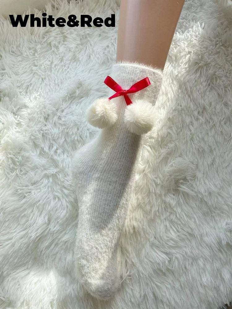 Bow Pompons Lolita Calf/Ankle Socks