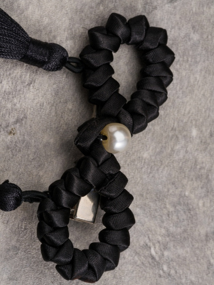 Black Gothic Design Tassels Hairclips Decorated Beaded Bowknot