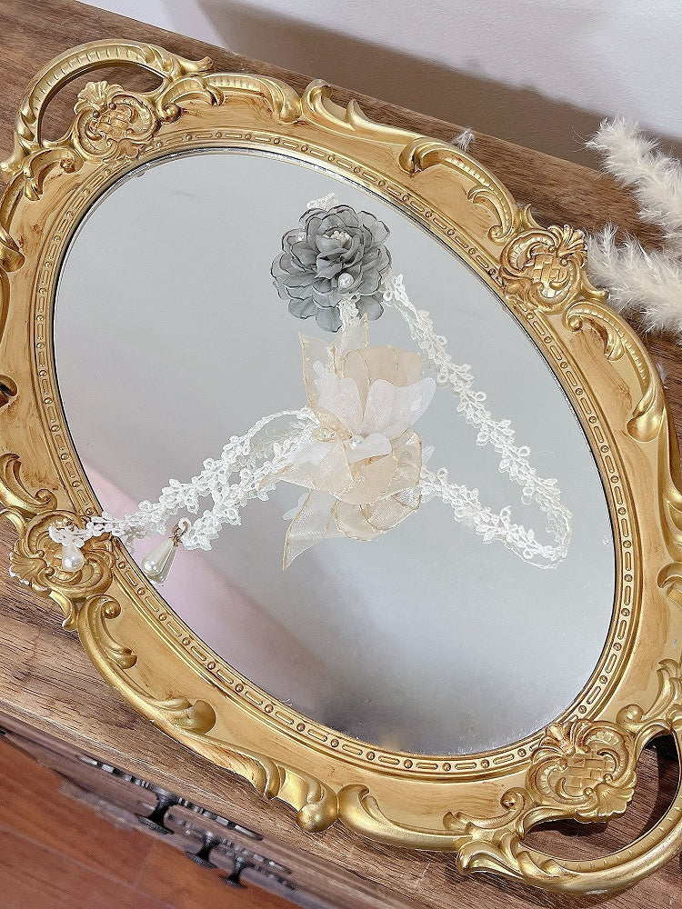 Green Flower and Champagne Bowknot Vine Choker