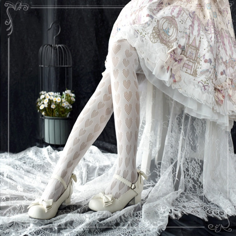 Black / White Heart Pattern Tights