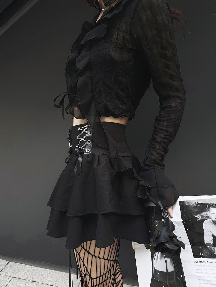 Punk Dragon verziert schwarzen Stufenrock Criss-Cross-Kette