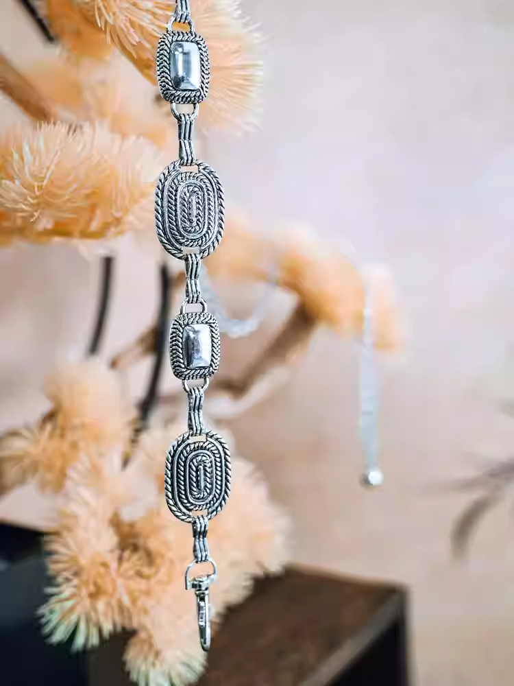 ヴィンテージシルバー 108CM チャイナドレス メンタルウエストチェーンスタイル