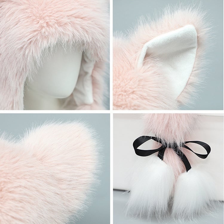 Kitty Hat Plüsch Selbstbindende Riemen Ohr Rosa