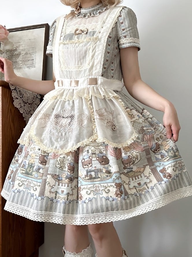 Lolita Embroidered Apron Beige