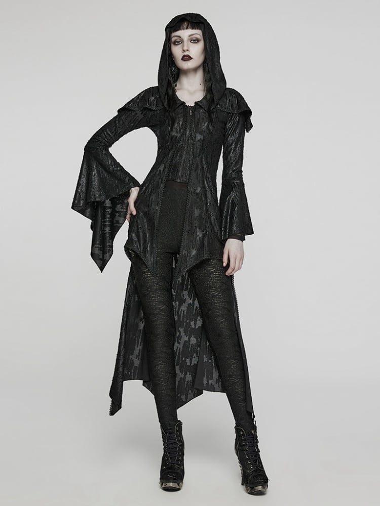 Schwarze Gothic-Strickjacke im Dekadenz-Stil