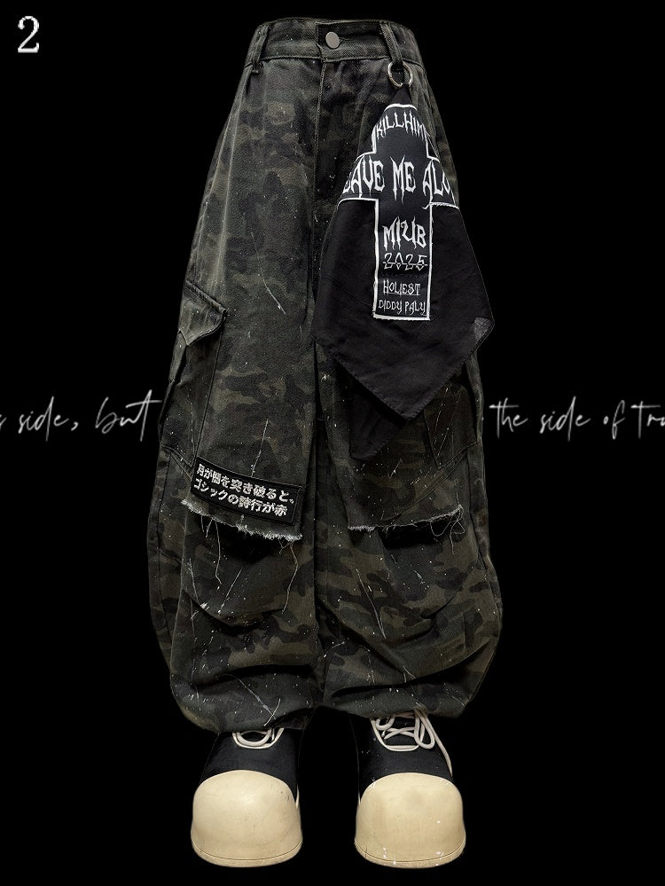 Weites Bein Cargo Army Grün Muster Hose Camo