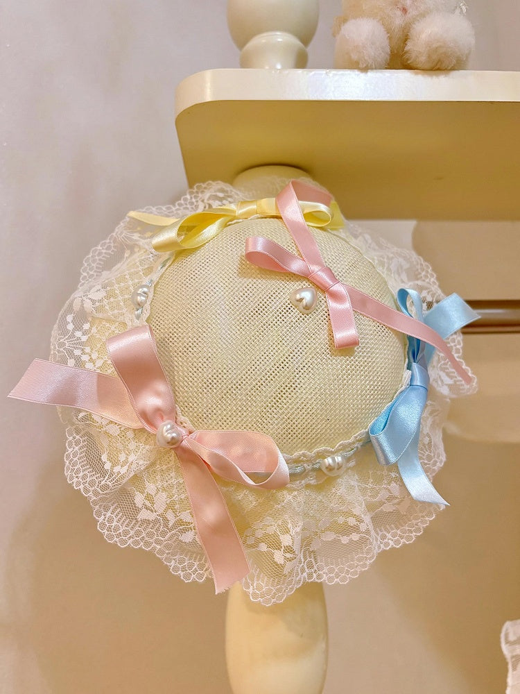 Lolita Sweet Bow Rainbow Mini Hat Pastel Accents with