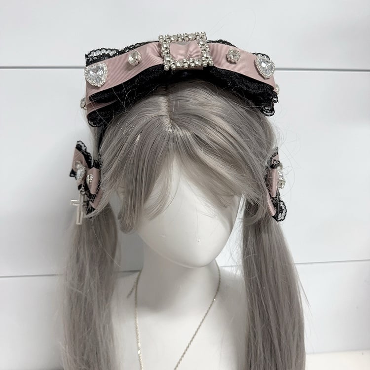 Jirai Kei Strass Orné De Dentelle Bowknot KC