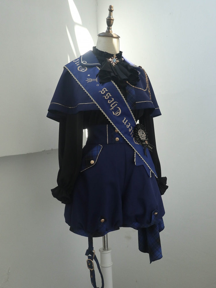 Dark Blue Ravenclaw Ouji Lolita Set Cape + High Waist Shorts