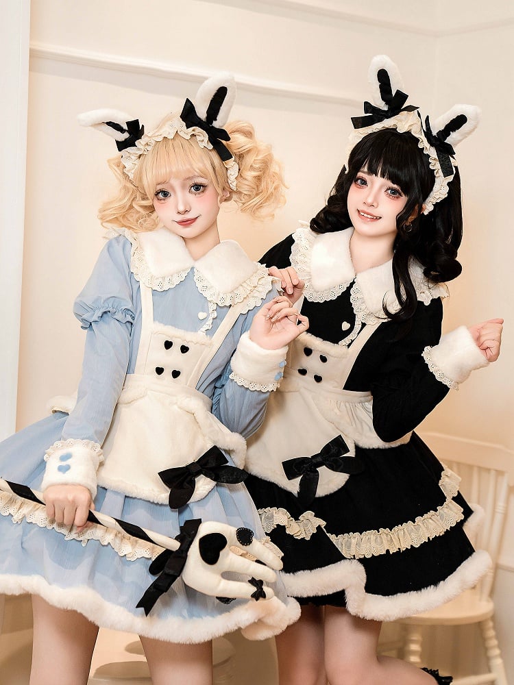 Creamy Removable Plush Bunny Ears Maid Lolita KC