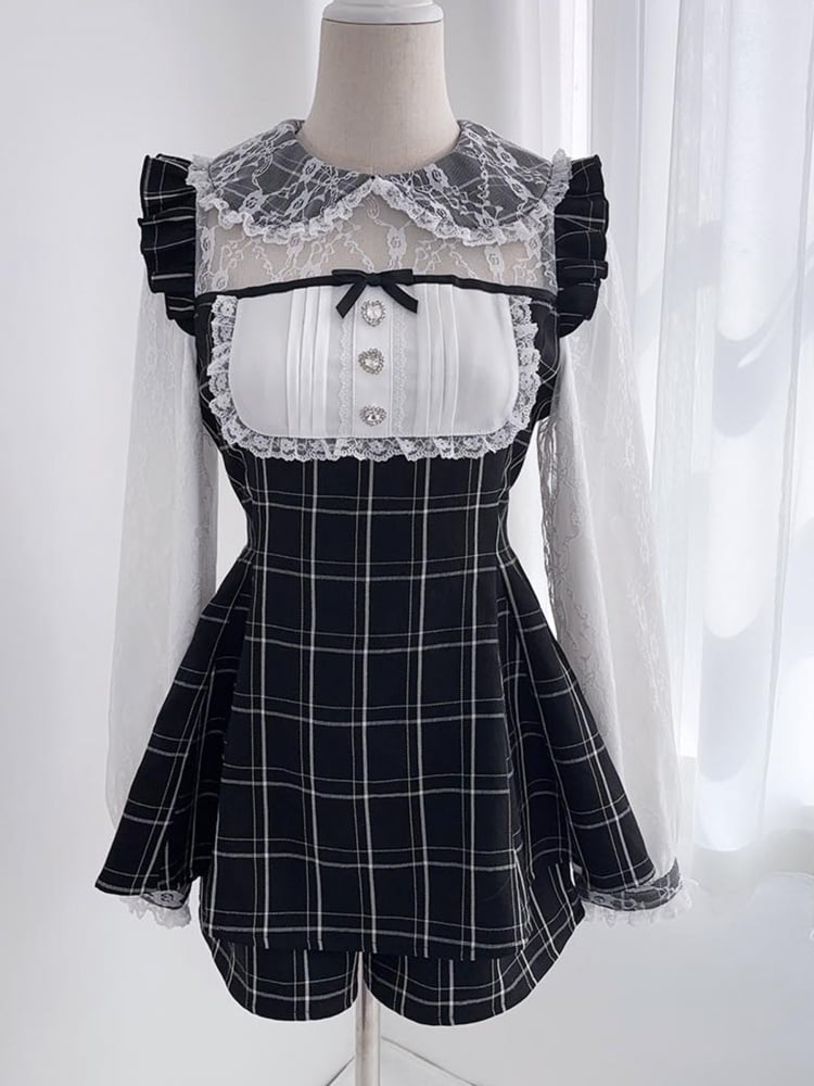 ピーターパンカラーの長袖ドレスショーツ