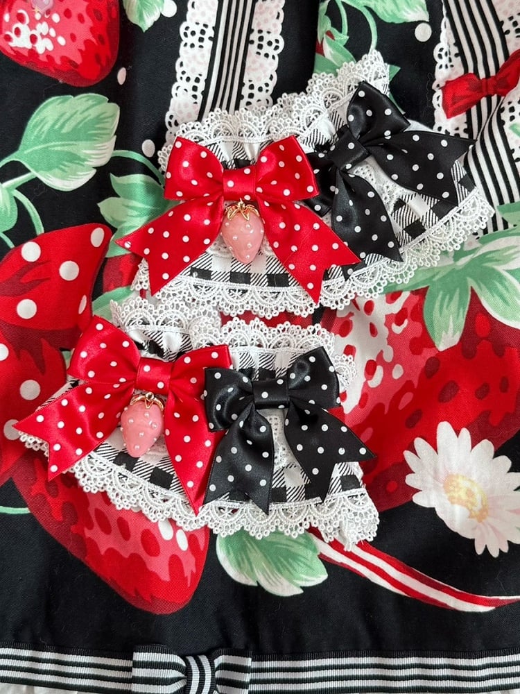 Pattern 3 Trim Details Color Charm Plaid Wrist Strawberry Bowknot Polka-dot Options Lace Cuffs