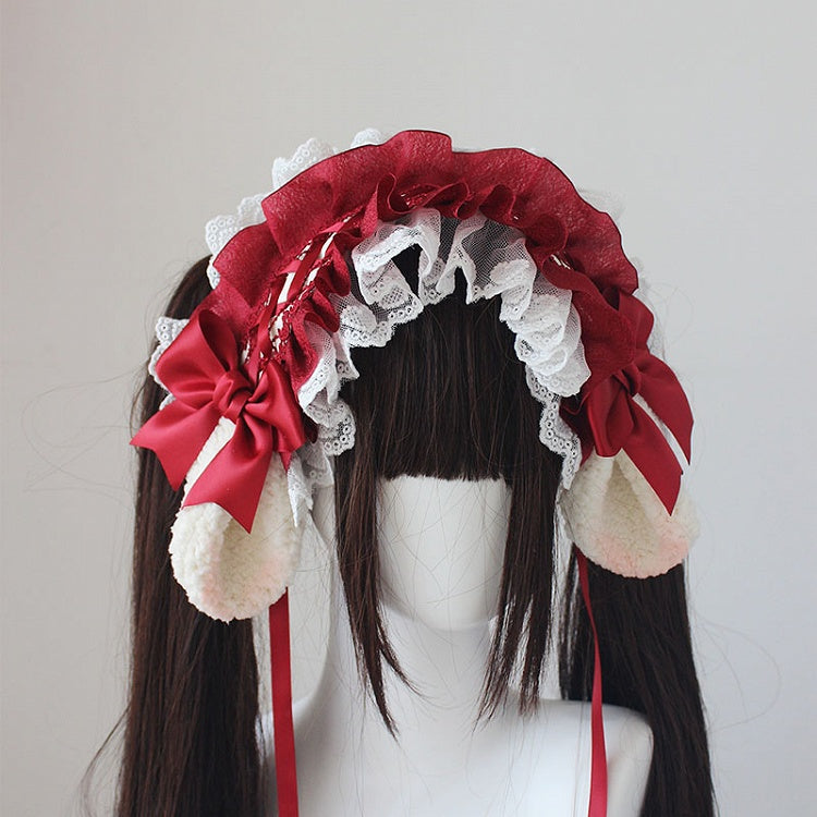 Options Bow with 8 Lace and Ears Color Lolita – Ruffled Hairband Sheep Accents