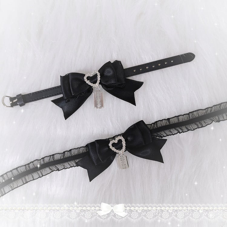 Blau/Rosa/Schwarz/Weiß Jirai Kei Blade Charm Strass Herz Bowknot Armband