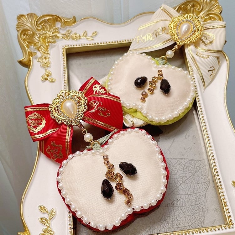 Und verzierte Schleife Apfel Brosche Perlen rot/grün Strass Charme