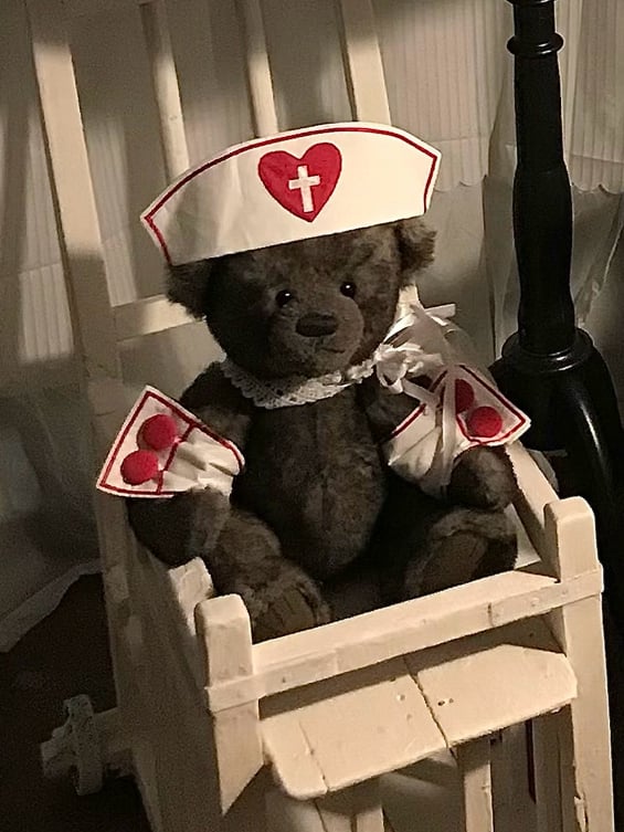 / Weiß Blau Rosa Krankenschwester Schwarz Hut