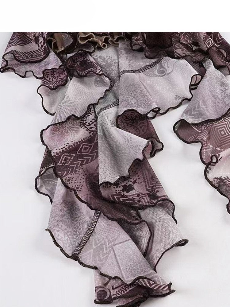 Design Print Millard Fashion Asymmetrical Hem Purple + Dress Cami