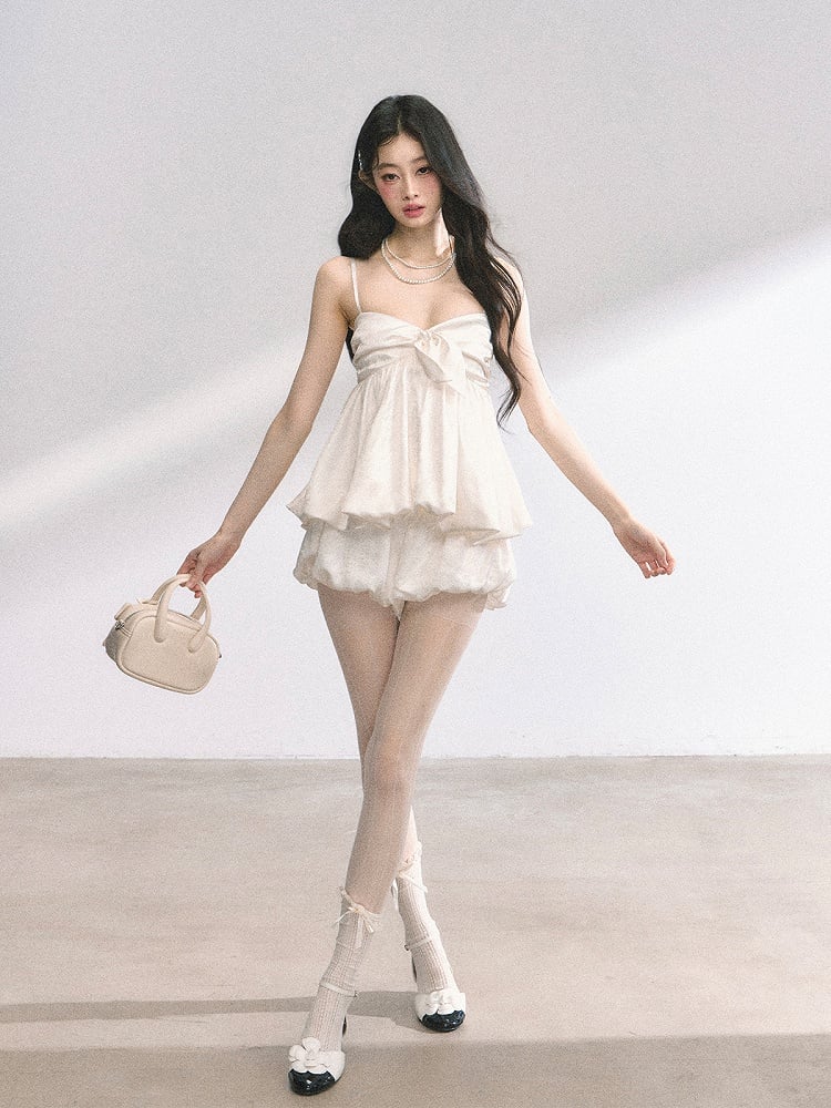 Apricot V-Neck Bubble Cami Top/Shorts