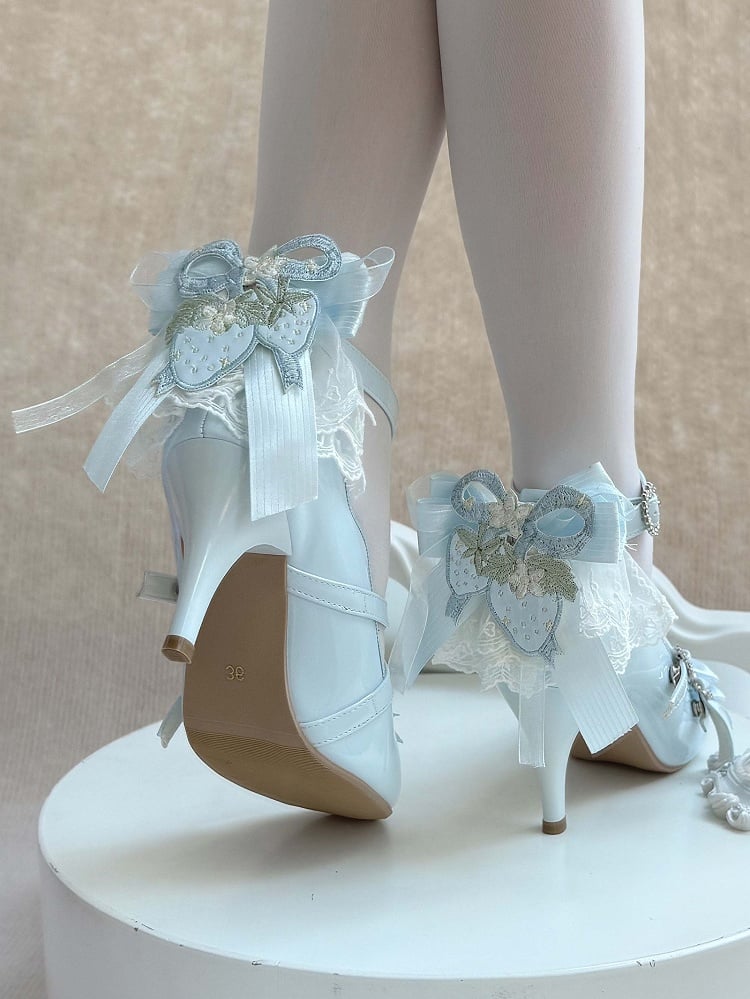 Schuhe Schleife - Abnehmbare PU-Rückseite Elegant Blau