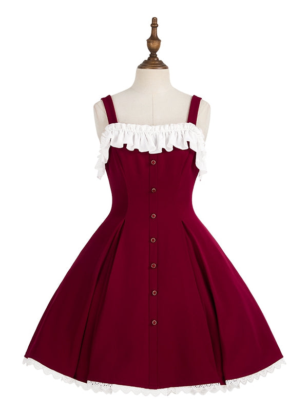 Dress Fit Lolita Slim Fashion Waist Red Elegant