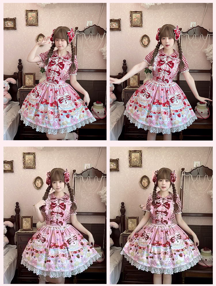 Sweet Lolita Wine Red Polka-dot Bow Hairclips Pattern