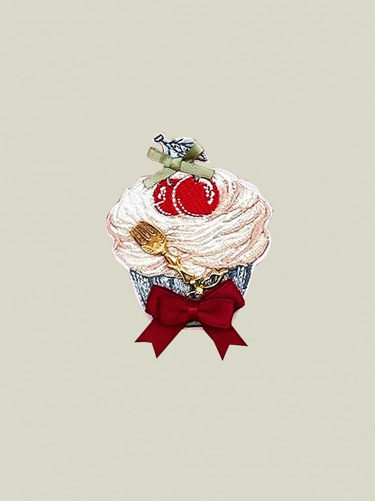Cupcake Embroidery Brooch