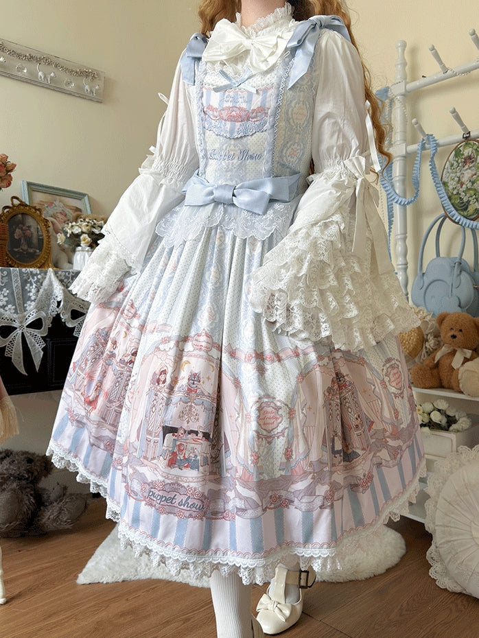 Bell Plus Blue Pink Size Blouse / White Lolita Apricot Black Sleeves