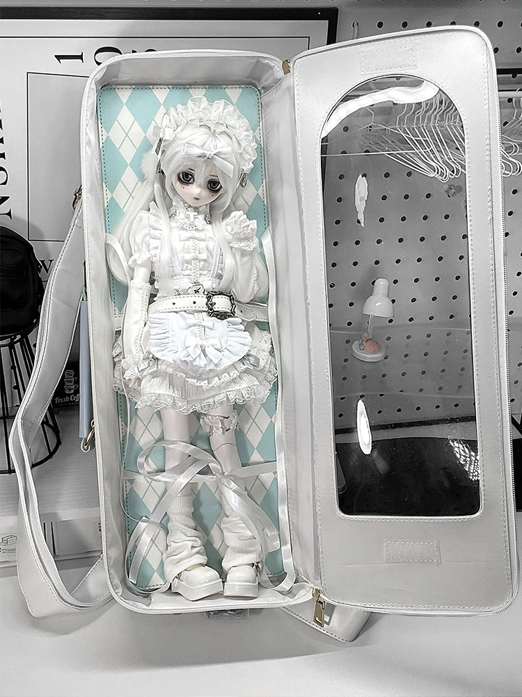Straps Two BJD Bag Doll 1/4 White with Blue Scale