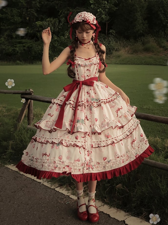Bandeau Lolita Imprimé Fraise Rouge