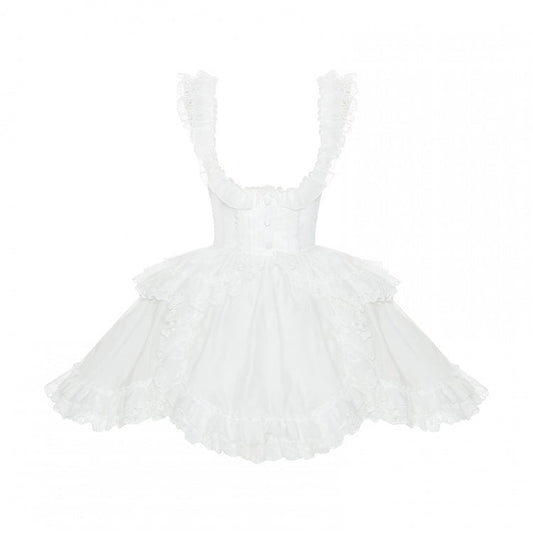 Hem White Lace Under Trims Bust Lolita Overdress