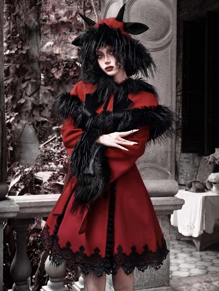 Weihnachten Neues Outfit Abnehmbarer Umhang Roter Wollmantel