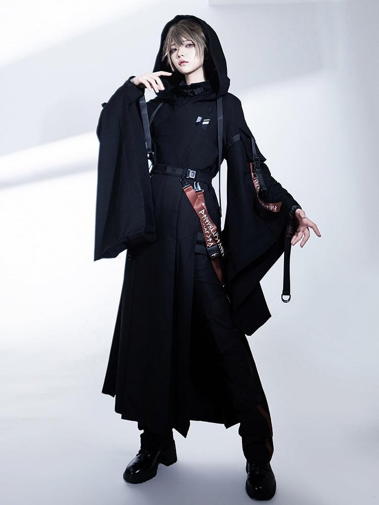 and Black Waist Cargo Straps Bag Skirt High with Slit