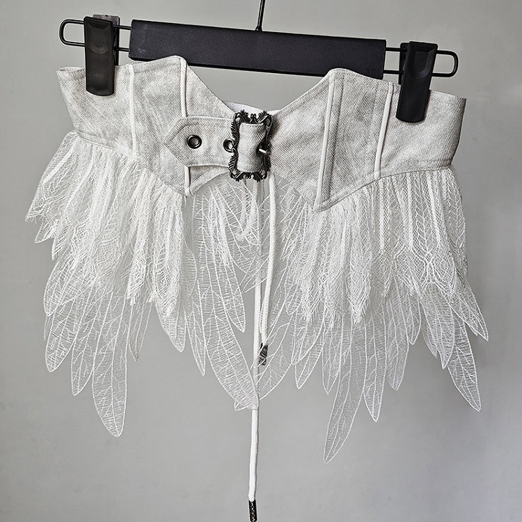 White Corset Lolita Belt Feather Gothic