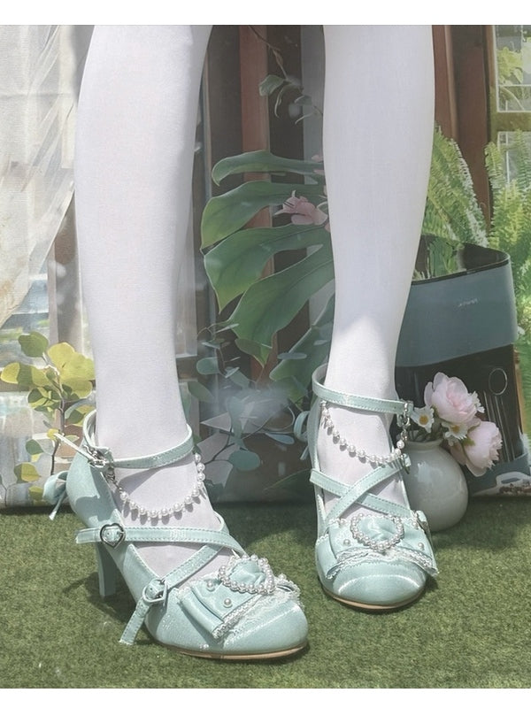 Lolita - Bow High 8cm Sweet Heels with Blue