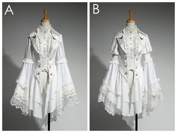 Ouji All Waistcoat Bell White Shirt Tail - Long + Gothic Set Fashion Lolita Sleeves