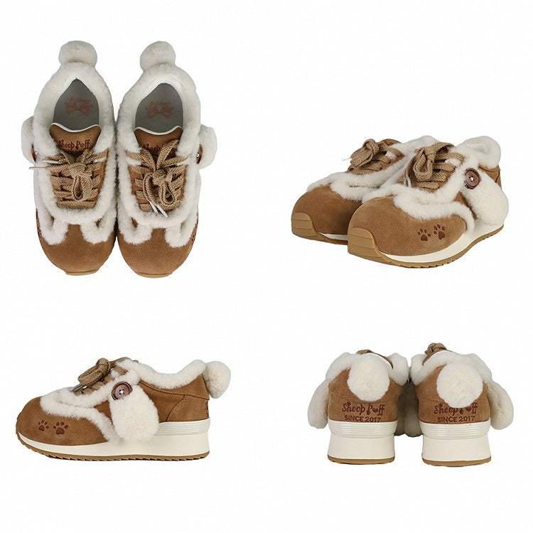 Lolita Sweet - Stickerei Braune Sneakers Paw