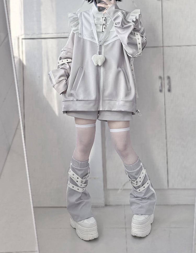 Kei Waist Gray Shorts Elastic Jirai