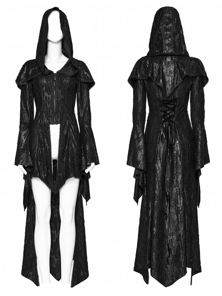 Schwarze Gothic-Strickjacke im Dekadenz-Stil
