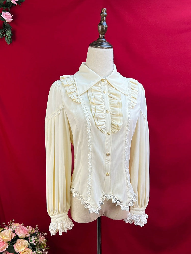 Apricot Elegantes Langarmhemd mit spitzem Kragen