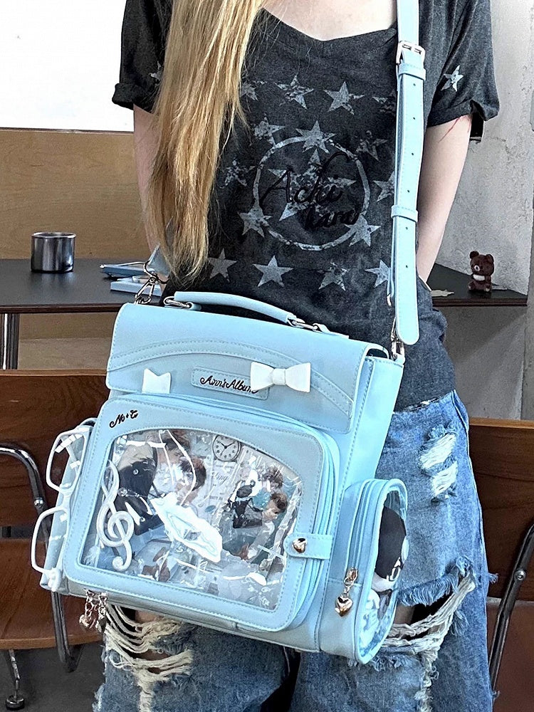 Transparent And Blue Bow Decoration 2-Way With Bag Ita Window