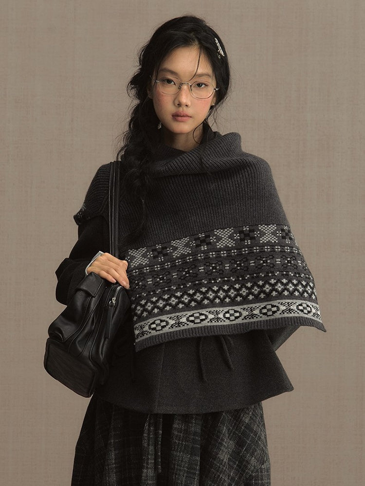 Dark Gray Peter Pan Collar Blazer with Bow Accent