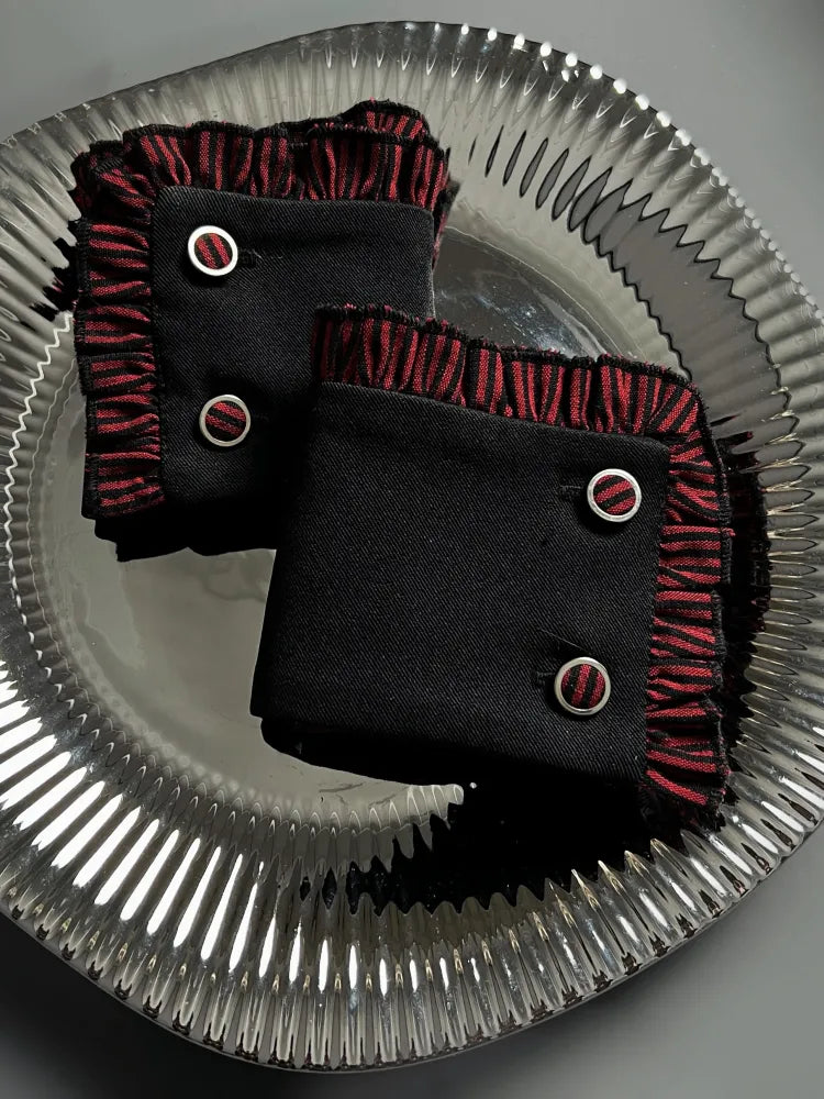 Black / Red Wrist Cuffs