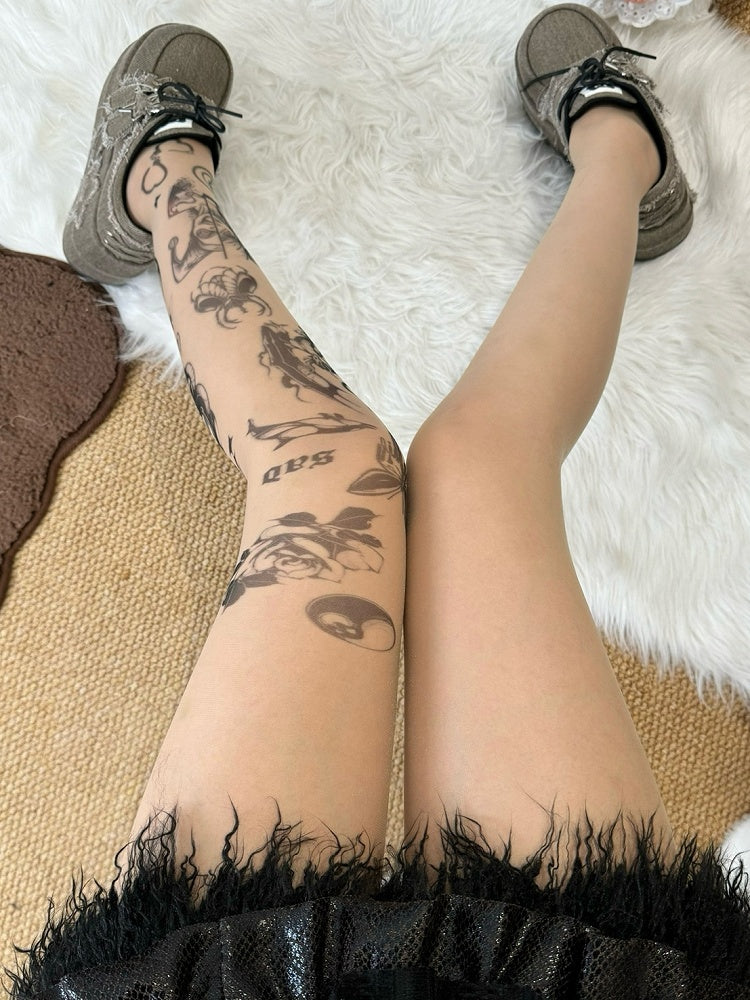 Tights Girl Cartoon Rosette Nude Butterfly And Print