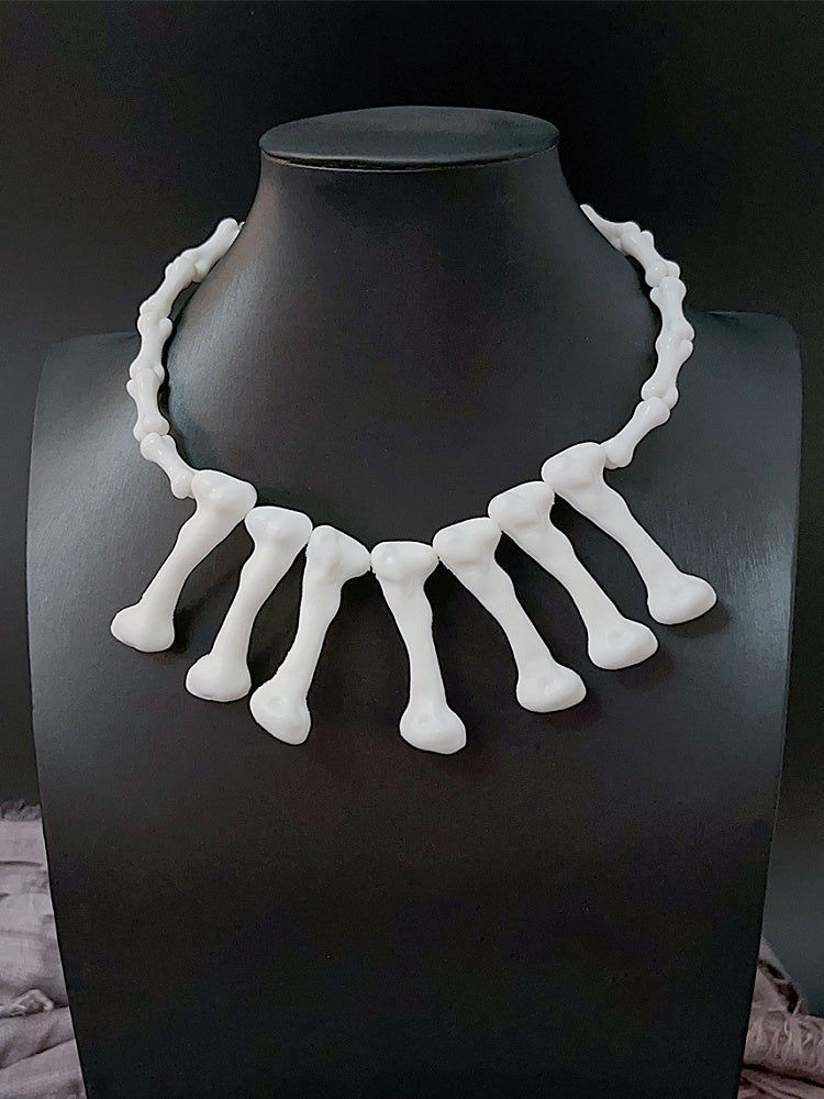 Gyaru Weiß Y2K Fashion Choker Anhänger Knochen