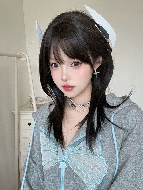 Air Length Black Wig Straight With 54CM Bangs